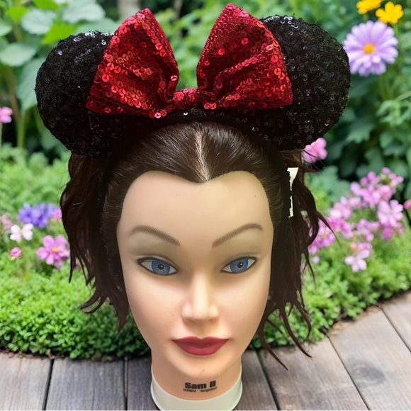 Disney Other - Disney Sequin Red and Black Mouse Ears Headband